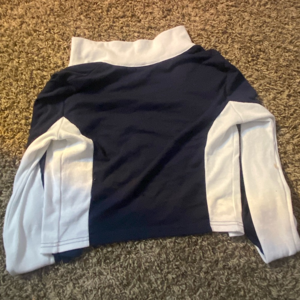 White and blue zip up biker jacket, worn once,